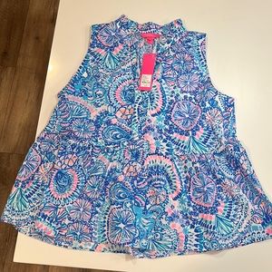 Lilly Pulitzer Novella Printed Peplum Top NWT